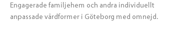 Engagerade familjehem och andra individuellt anpassade vårdformer i Göteborg med omnejd. 